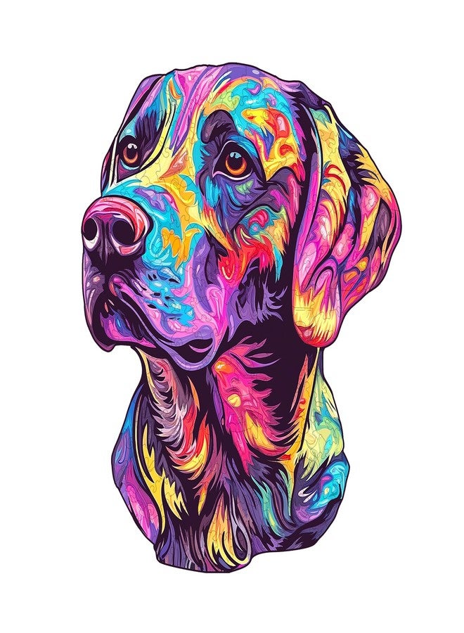 Purdicra Wooden Puzzles for Adults - Painted Labrador Wooden Jigsaw Puzzle, Unique Animal Shaped Wood Puzzles Adult, Christmas Birthday Gifts for Friends/Family, Home Decor 11.4 * 9.7in 157pcs - Image 1